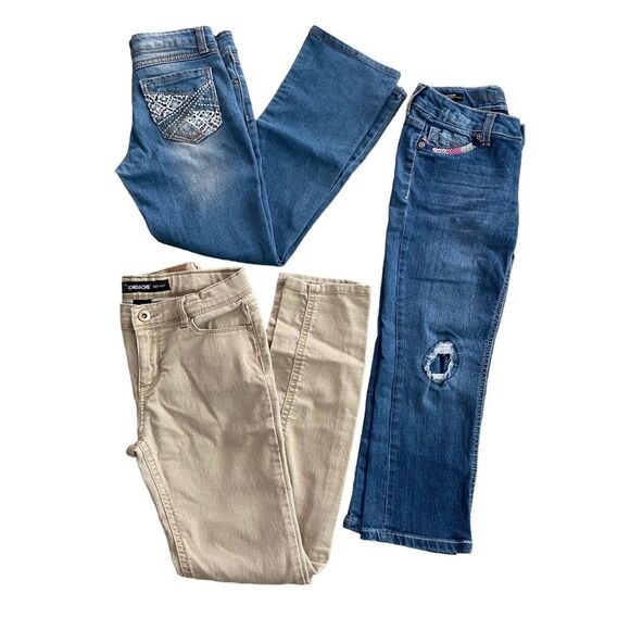 8 Pc Girls Mixed Lot Set - Size 10-10/12 L - 3 Tops, 1 Skirt, 1 Overall, 3 Jeans - Picture 2 of 11